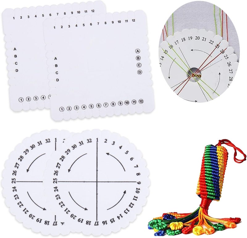 Comidox 4Pcs Kumihimo Disk Braiding Wheel Lightweight & Convenient Friendship Bracelet Disc Square & Round Kumihimo Supplies for Beading & Bracelet Weaving Kit DIY - Image 1